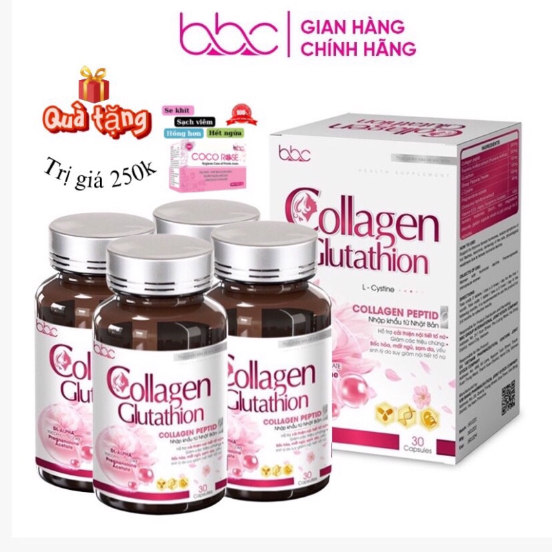 Combo 4 hộp viên uống collagen glutathion bbc 30viên x 4