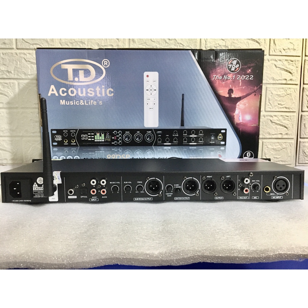 Vang Cơ TD ACOUSTIC T8 Pro (Tặng 2 Dây CANON) Chống Hú Tốt. Kết Nối Quang Học OPTICAL, BLUETOOTH, USB, AUX1,AUX2..