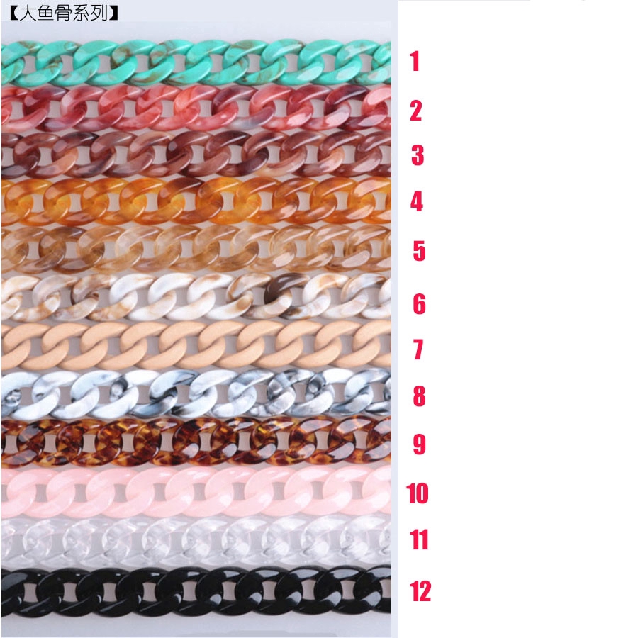 Dây xích đeo túi xách IELGY bằng nhựa acrylic hình xương cá cỡ lớn thời trang cho nữ