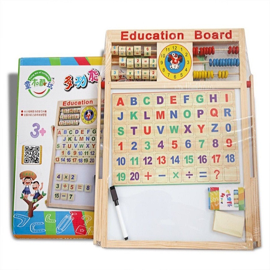 Bảng gỗ học chữ cái học toán cho bé- có chân đỡ chắc chắn