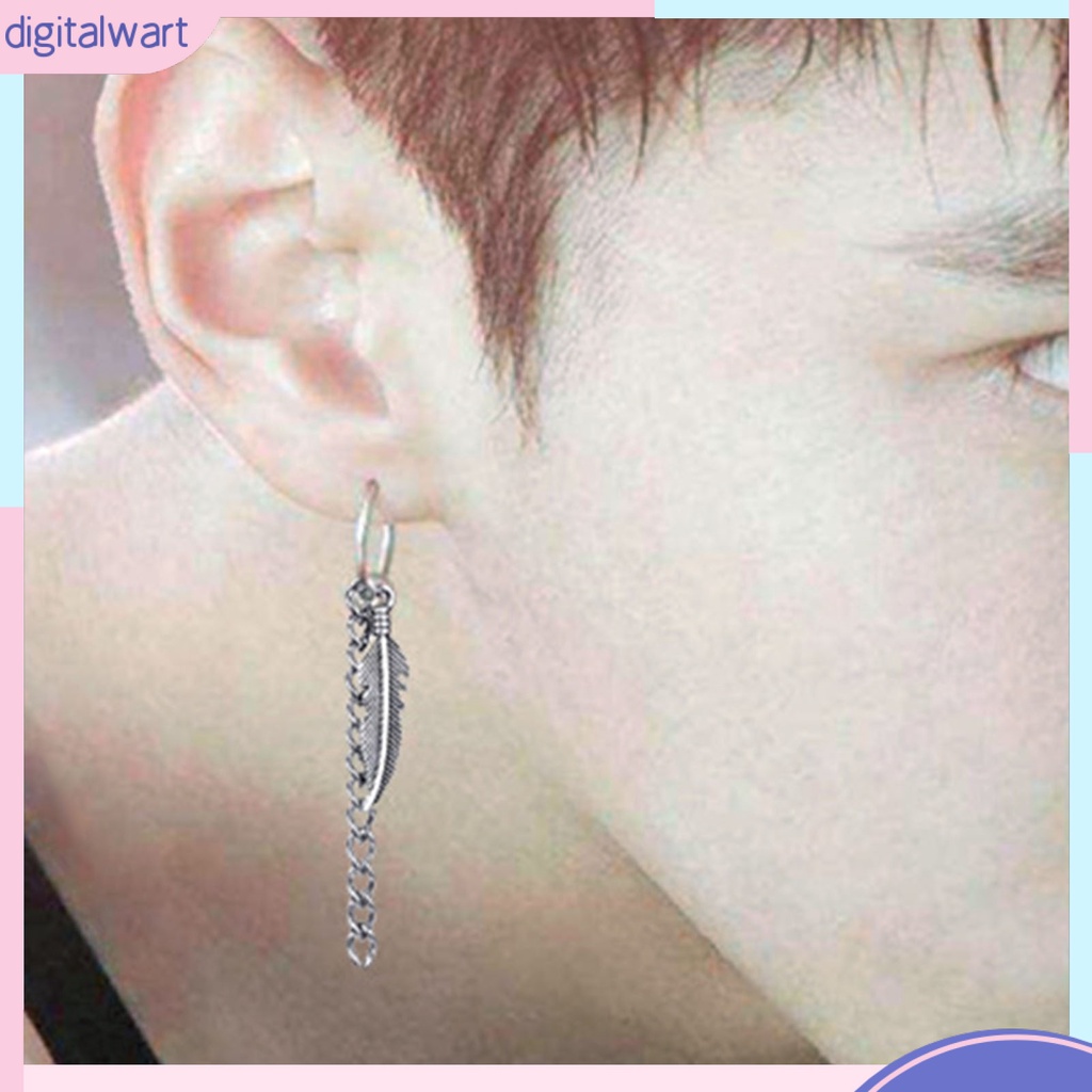 1 Khuyên Tai Tròn Dạng Mắc Xích Dài Bằng Thép Không Gỉ Thời Trang Cho Nam