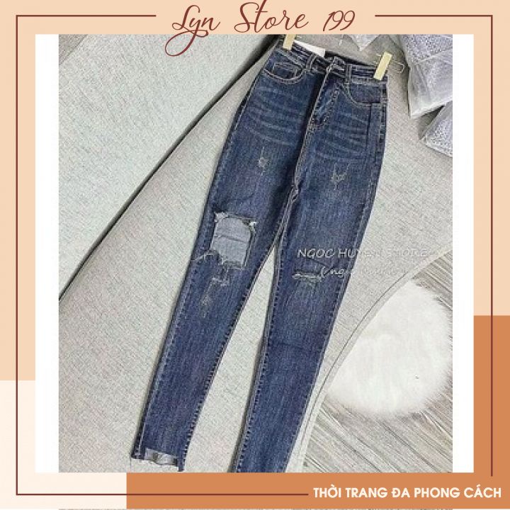 Quần Jeans, Quần Bò Dáng Ôm Rách Xước Phối Cá Tính Đủ Size 1 Màu Duy Nhất Mã Q8