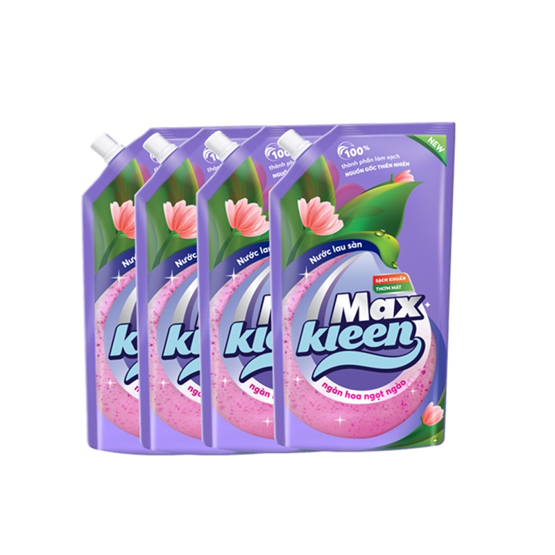 Combo 4 Túi Nước Lau Sàn Ngàn Hoa Ngọt Ngào MaxKleen (1Kg/túi)