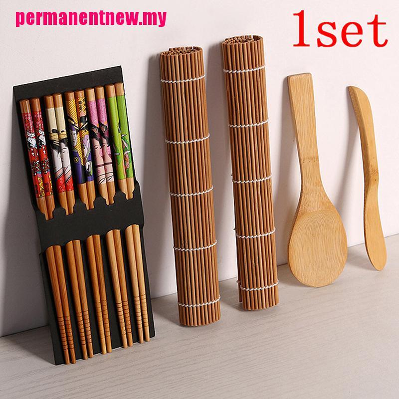Bộ 14 Dụng Cụ Làm Sushi Bằng Tre Diy