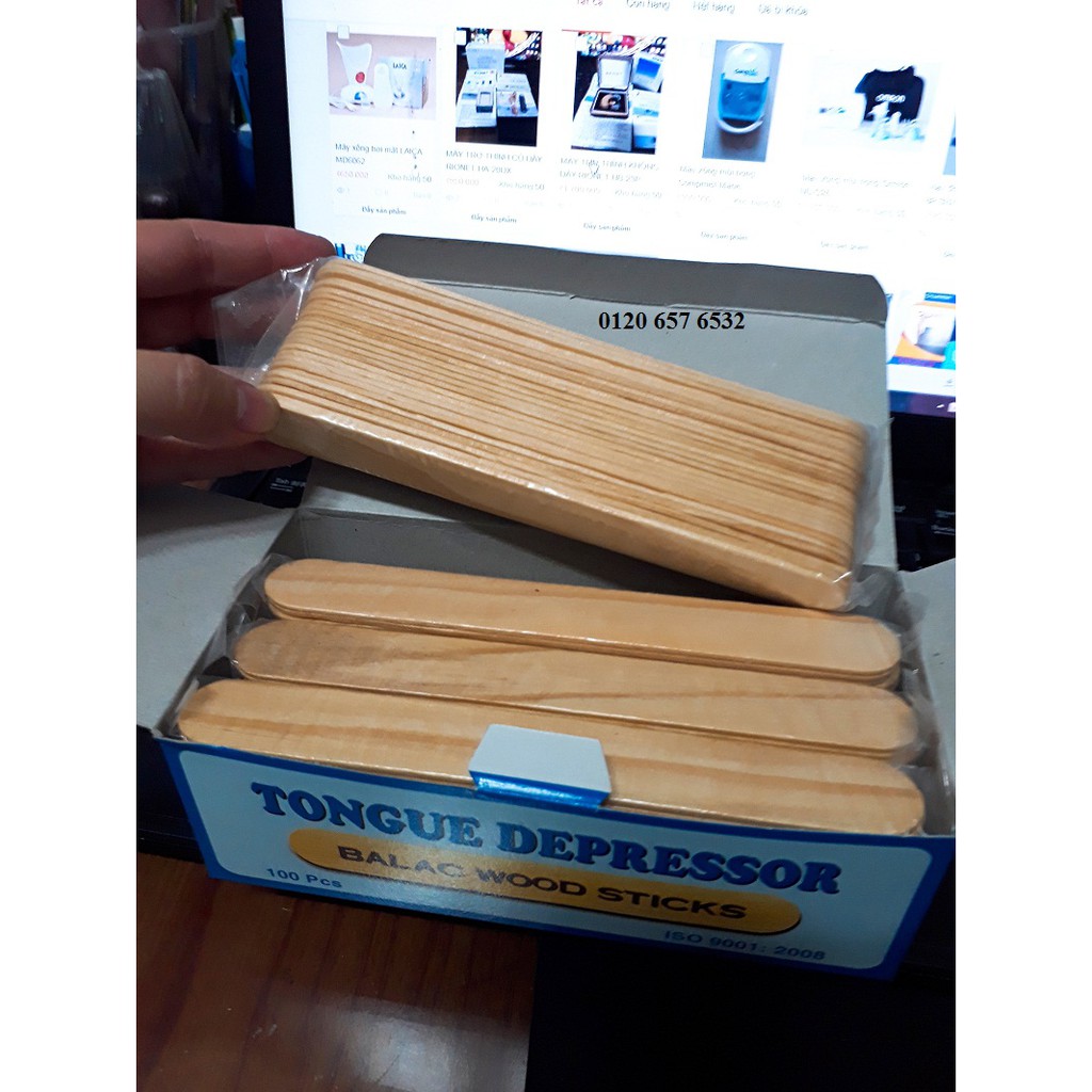 Que Đè Lưỡi Gỗ Chưa Tiệt Trùng Bá Lạc (Hộp 100 Que)