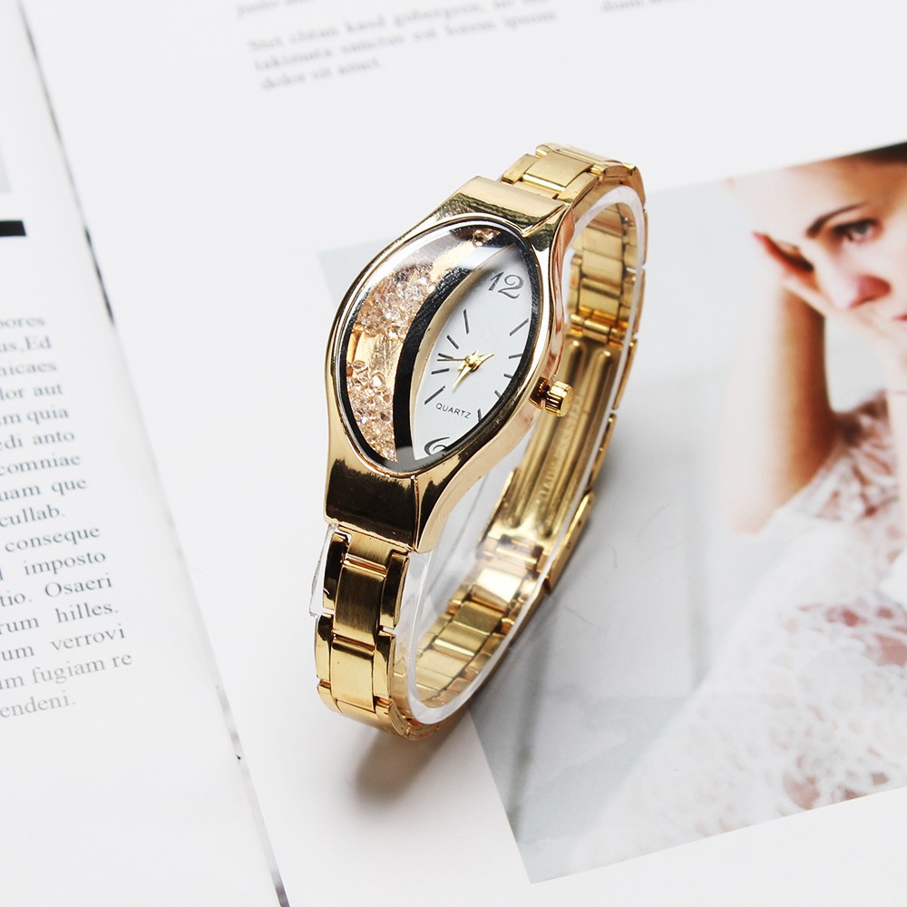 Đồng hồ nữ CAY 4078 dây thép đúc mặt kính oval Bán lẻ giá sỉ