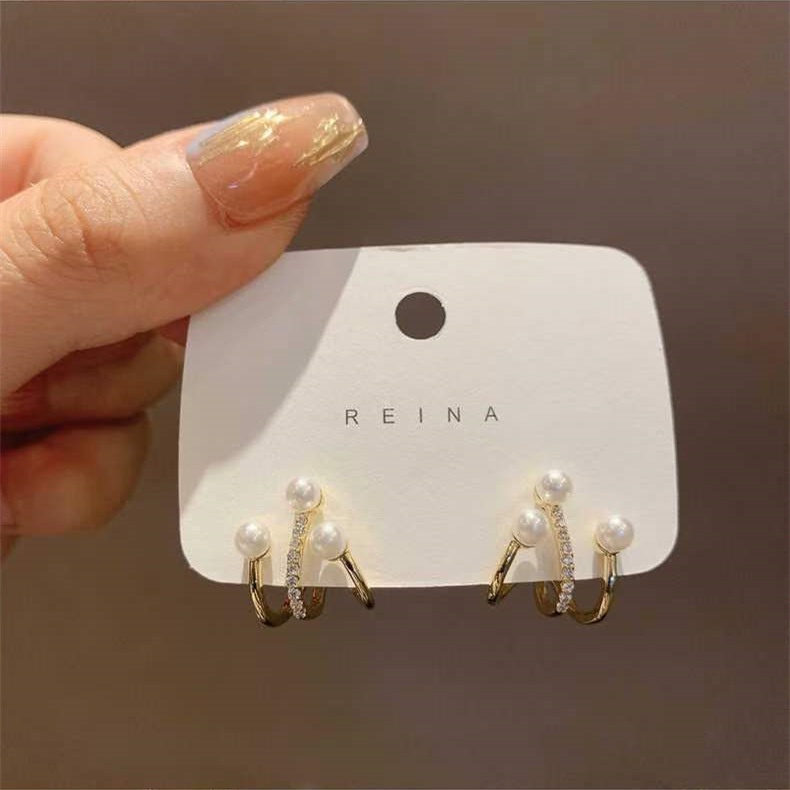 Khuyên Tai Đính Ngọc Trai Sang Trọng Phong Cách Hàn Quốc 2022 Nhật Bản 2022