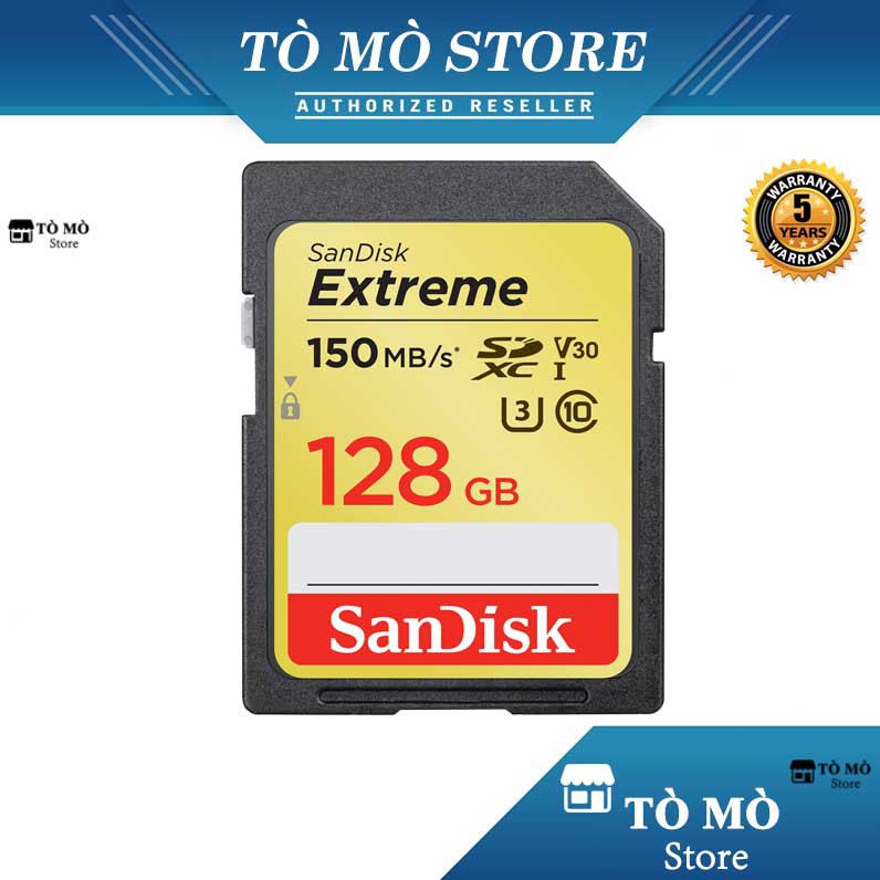 Thẻ nhớ SDXC SanDisk Extreme 128GB V30 UHS-I U3 4K 150MB/s - Bảo hành 5 năm