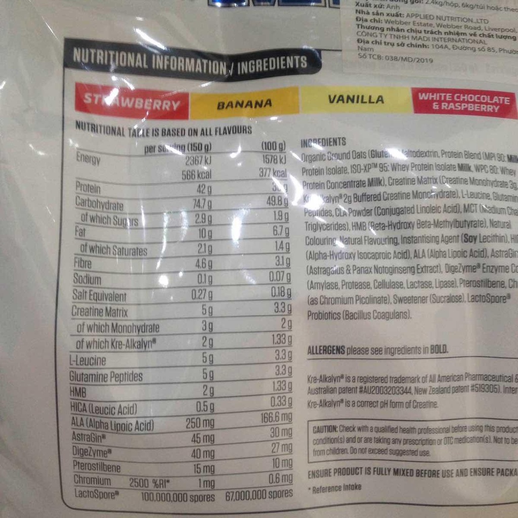 [Chính hãng] Túi Dùng Thử Sữa Dinh Dưỡng Tăng Cân Nhanh Tăng Cơ Bắp Applied Nutrition Original Critical Mass 1 Kg