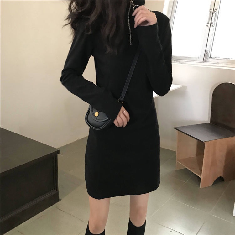 Đầm PERTY dáng ôm màu đen phong cách Hàn Quốc thời trang mùa thu cho nữ