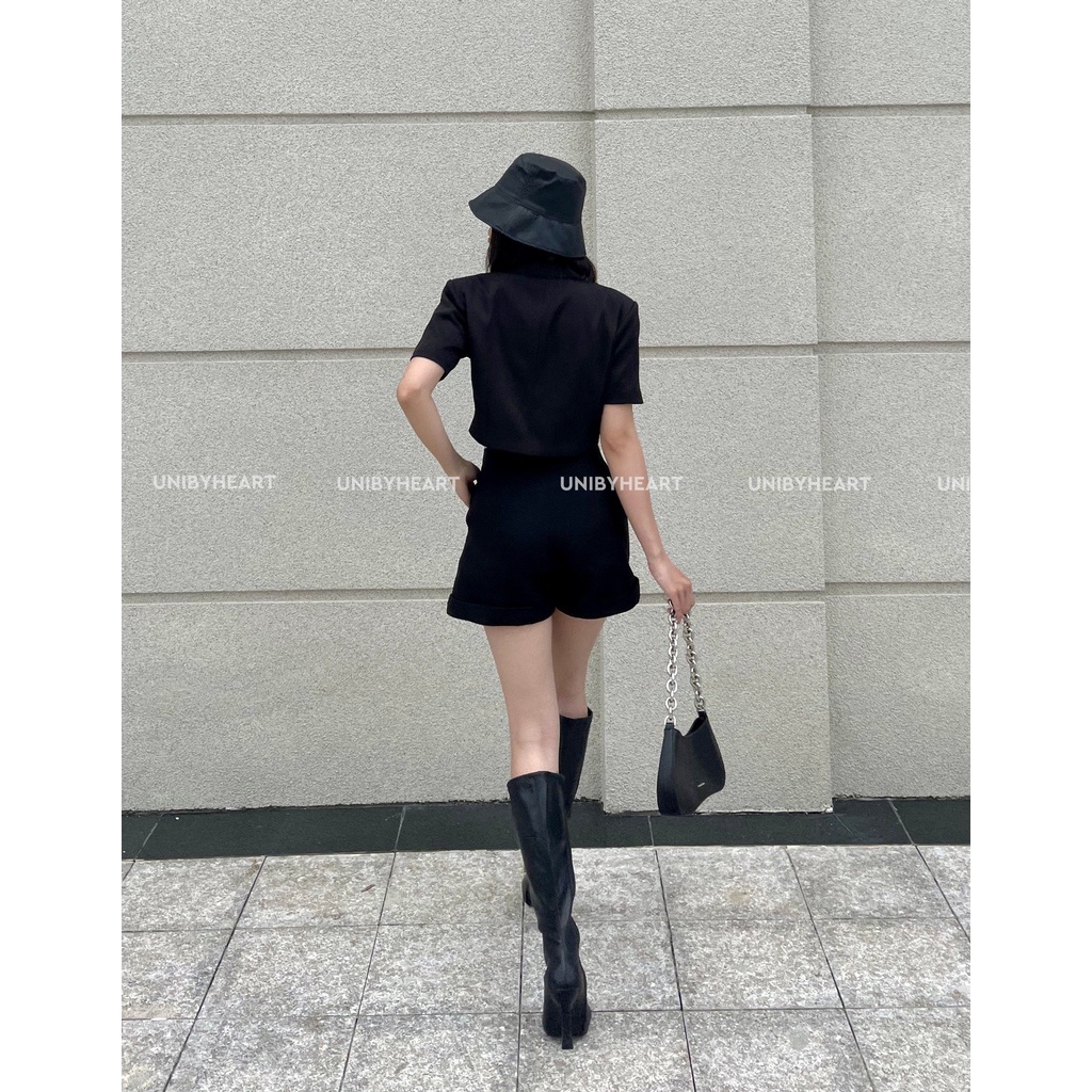 Áo blazer nữ Cira Blazer SMI013 dáng ngắn, thiết kế vạt lệch lạ mắt - Uni By Heart | BigBuy360 - bigbuy360.vn