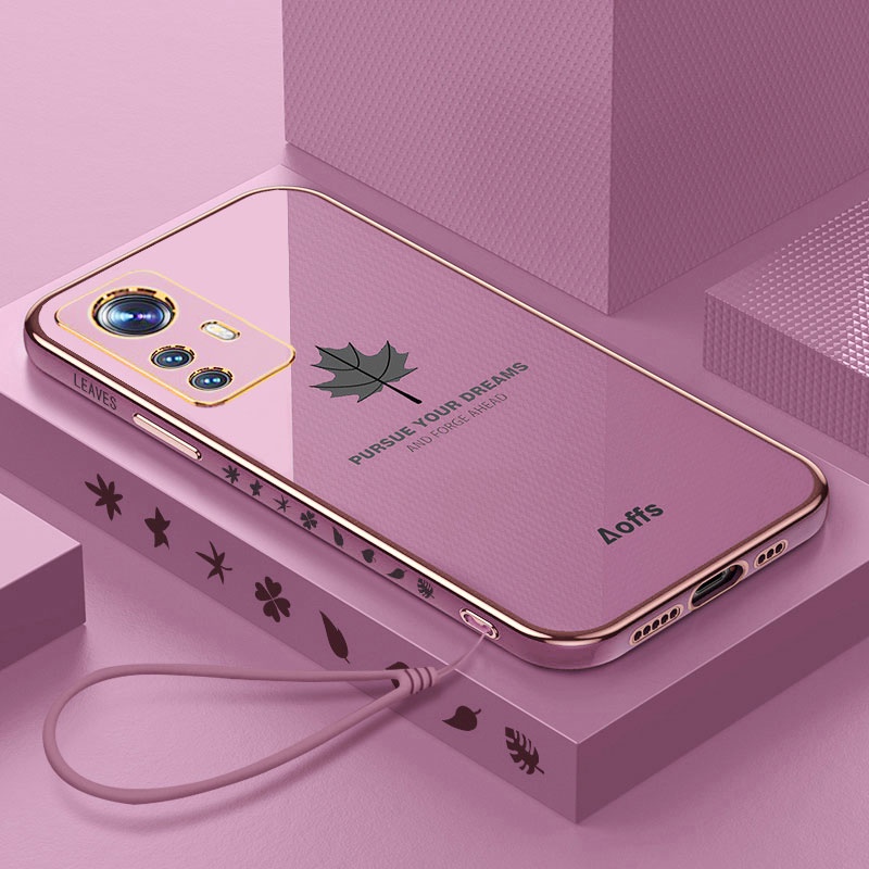 Ốp Điện Thoại Viền Vuông Chống Sốc Họa Tiết Lá Phong Sang Trọng Cho Xiaomi 12 11 Mi 11T 10T Pro Mi 11 Lite 5G NE Poco F3 M3 X3 Pro