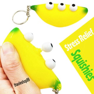 Móc khoá squishy gudetama quả chuối bóp ra mặt cười ngộ nghĩnh-bóp ra mắt trố-Móc khóa hình trái chuối siêu đẹp