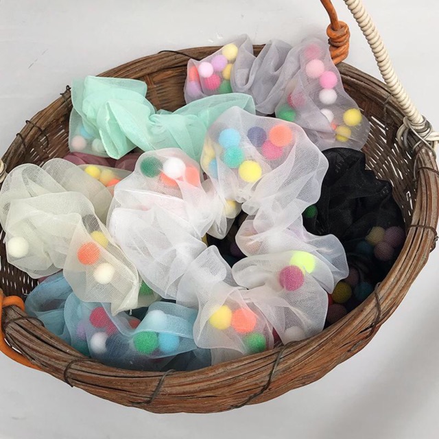 SCRUNCHIES POMPOM VOAN SIZE TO
