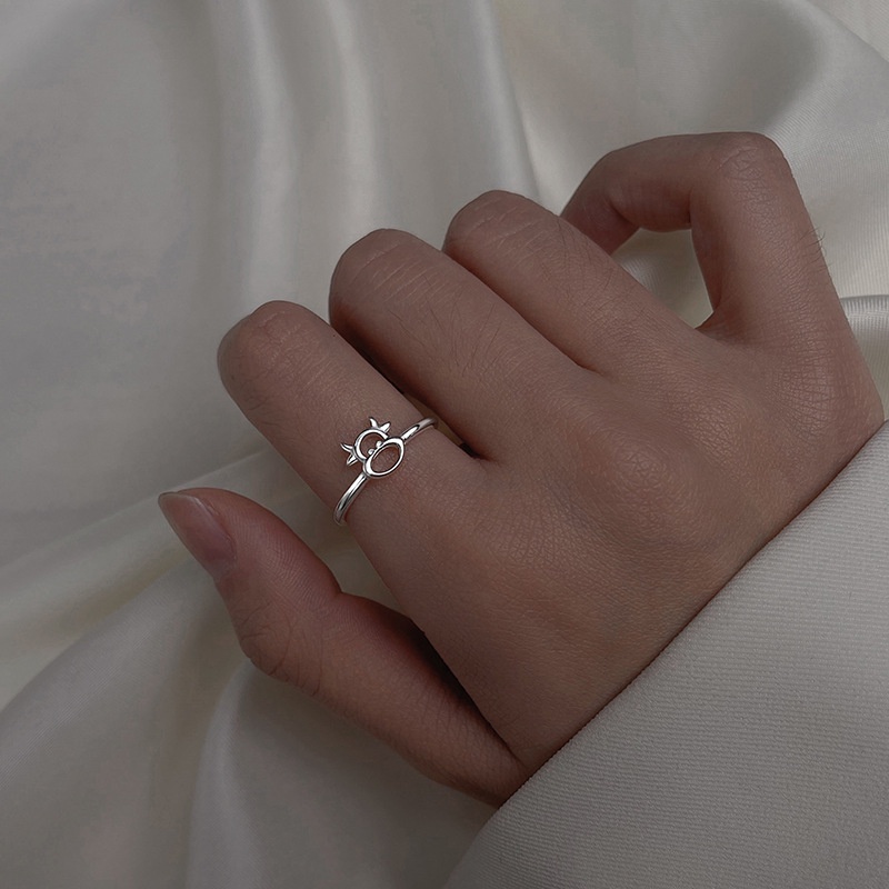 Hàng Mới Bán Chạy Nhẫn Hở Màu Bạc Dễ Thương Có Thể Điều Chỉnh Cho Nữ