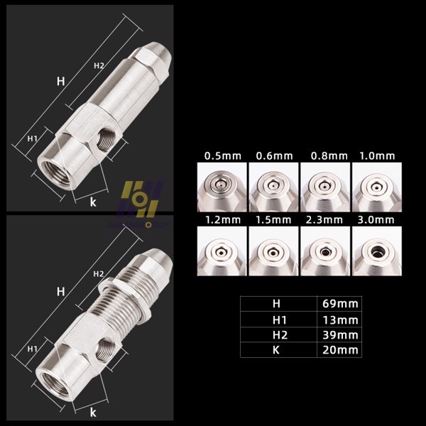 Béc Phun Dầu Đốt Diesel, Dầu nhớt, Dầu thực vật, Cồn Inox 304 Có Ren Ngoài DN08