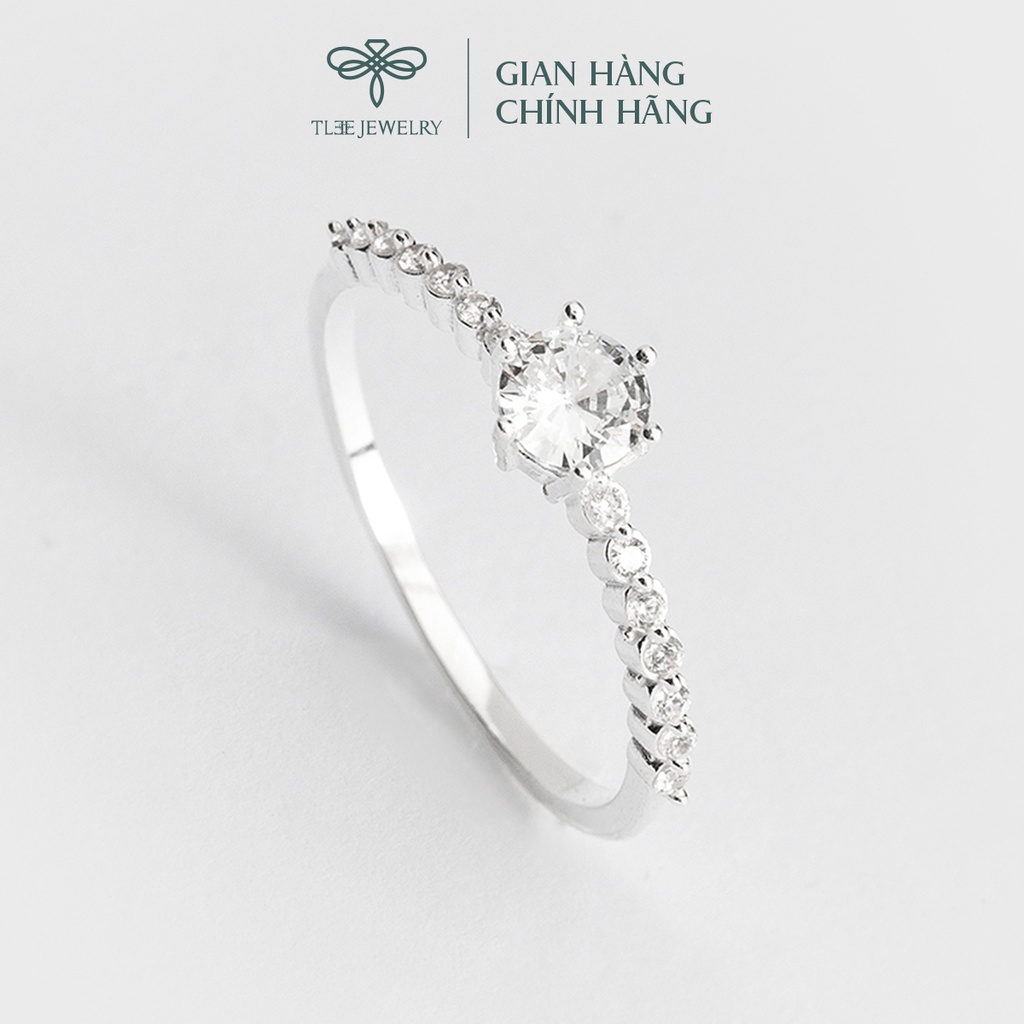 Nhẫn bạc nữ TLEE ổ tròn 6 chấu phối viền 14 viên đá sang trọng NCJ A0193