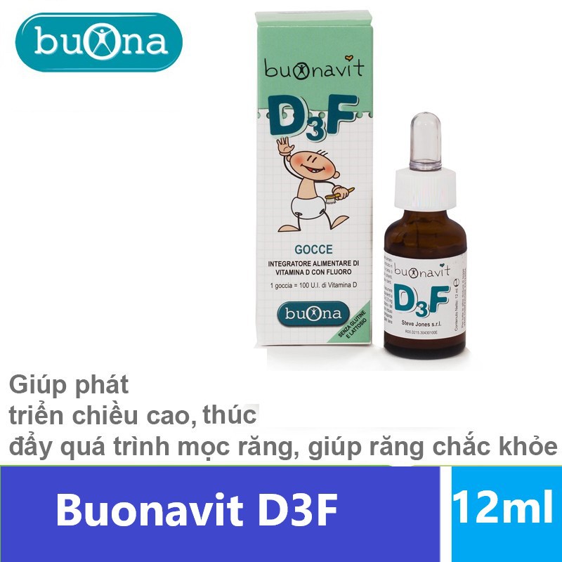 [Kèm Quà Tặng] Buonavit D3F |Bổ sung Vitamin D3 và Flo, giúp duy trì cấu trúc xương và răng, tăng tạo khoáng men răng