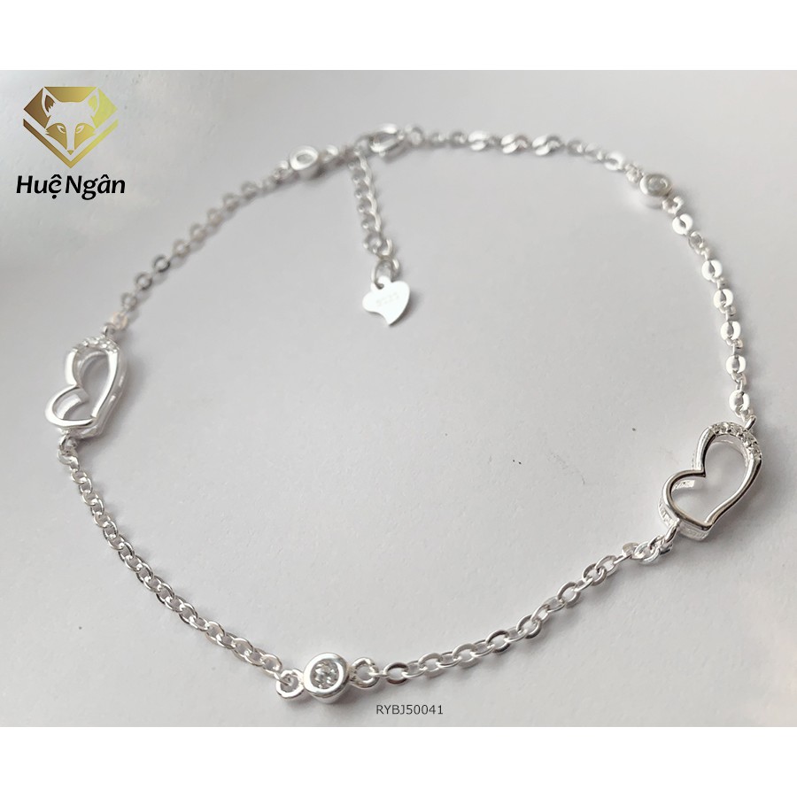 Lắc chân bạc Ý 925 Huệ Ngân - Tim xinh đính đá RYBJ50041 | BigBuy360 - bigbuy360.vn