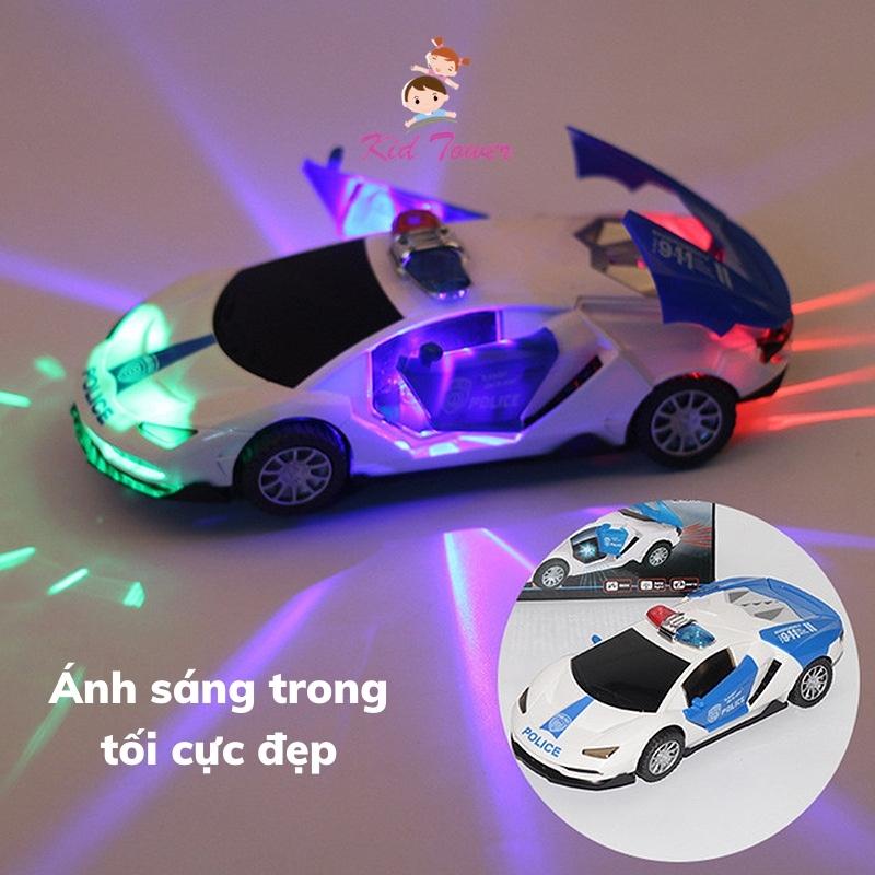 Ô tô đồ chơi cảnh sát xoay 360 tự động đánh lái có đèn có nhạc cực đẹp