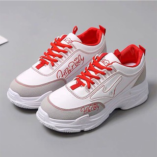 GIÀY THỂ THAO NỮ  - GIÀY SNEAKER DÂY ĐỎ CHỮ HÀN