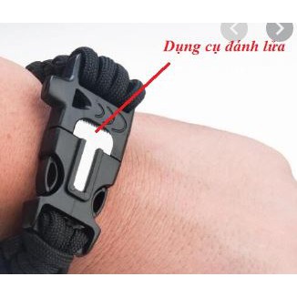 khóa cài vòng paracord có la bàn,dao và còi, đánh lửa