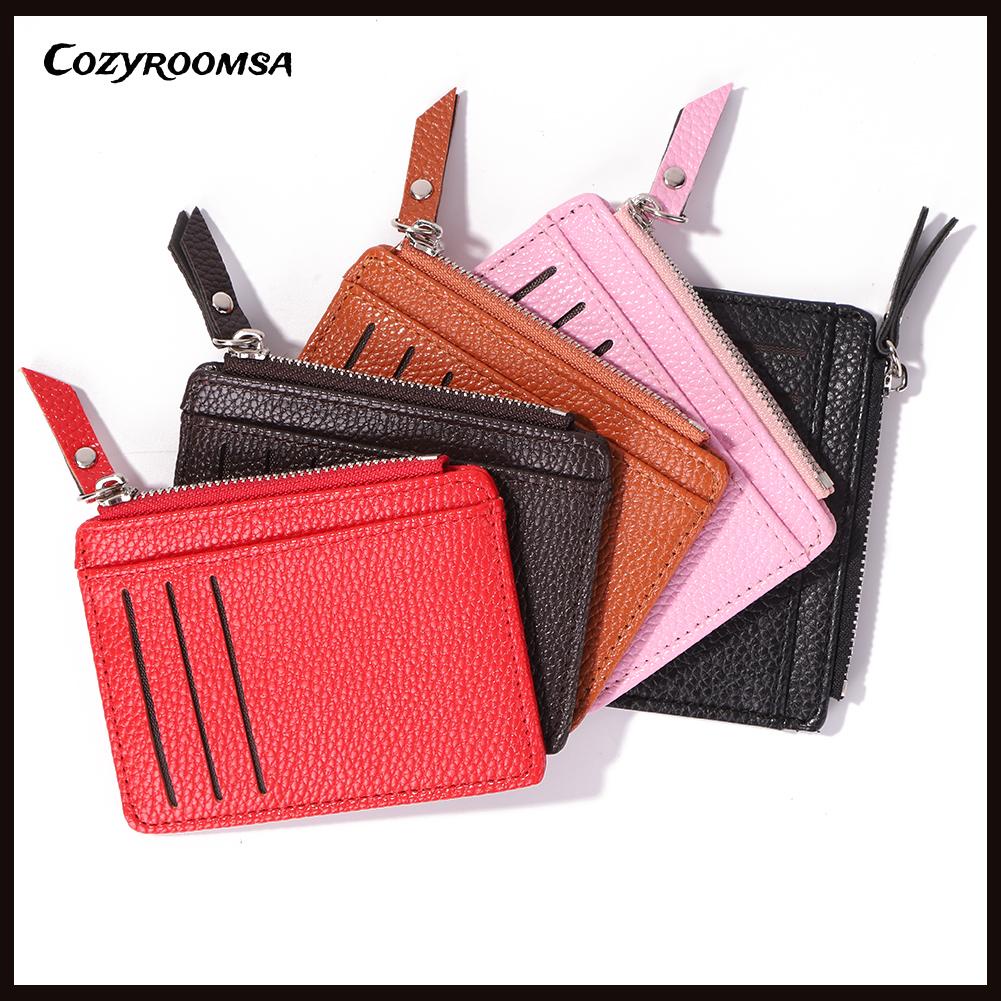 Ví da PU đựng tiền xu có khóa kéo phong cách cổ điển thời trang cho nữ