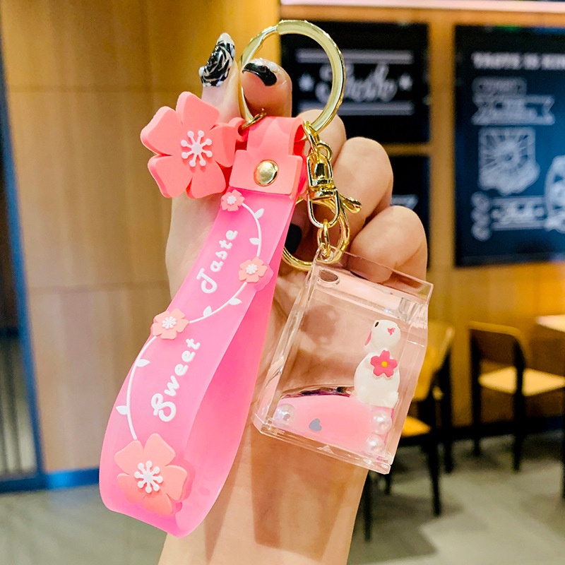 Móc Khóa Kim Tuyến Nước Hình Thỏ Dễ Thương