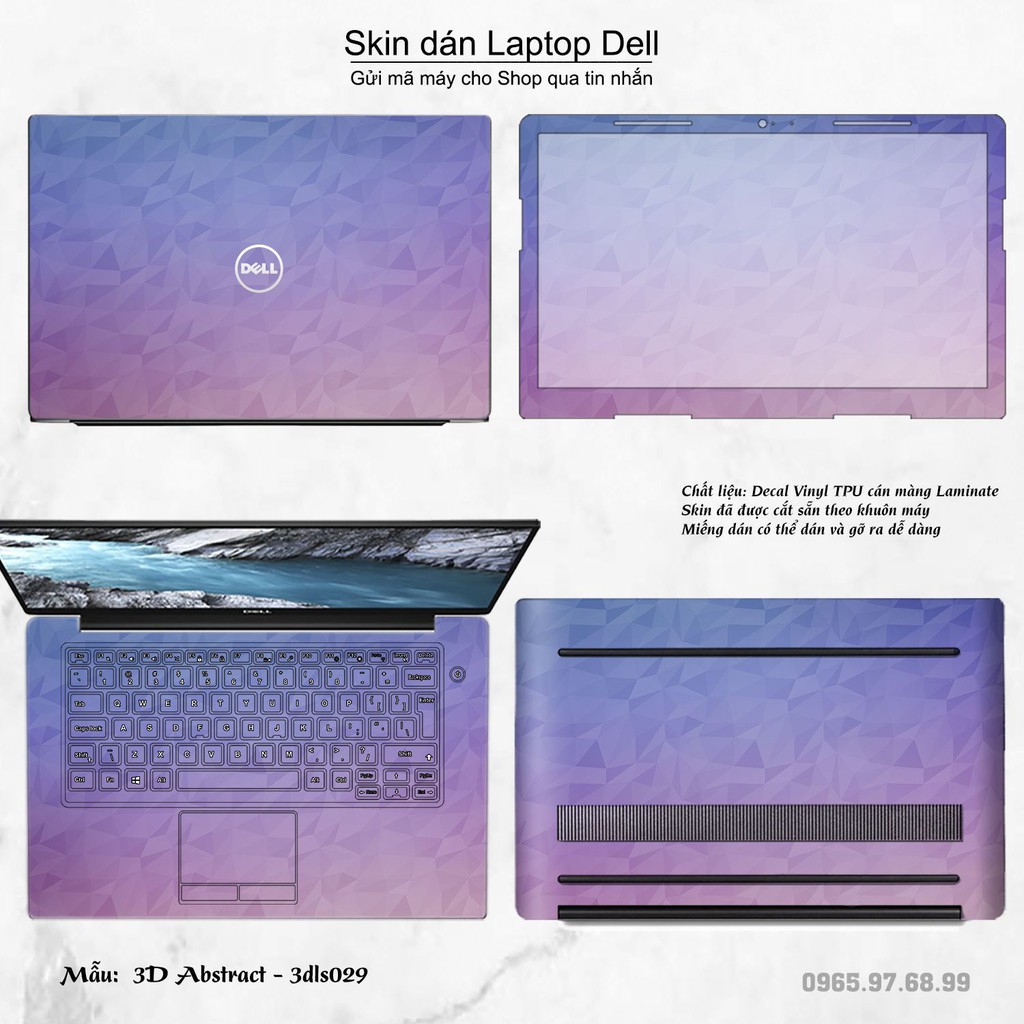 Skin dán Laptop Dell in hình 3D Image (inbox mã máy cho Shop)