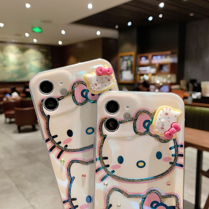 Ốp điện thoại mềm in hình Hello Kitty hoạt hình cho iPhone 13 12mini 11 Pro XS Max X XR 6 6S 7 8 Plus