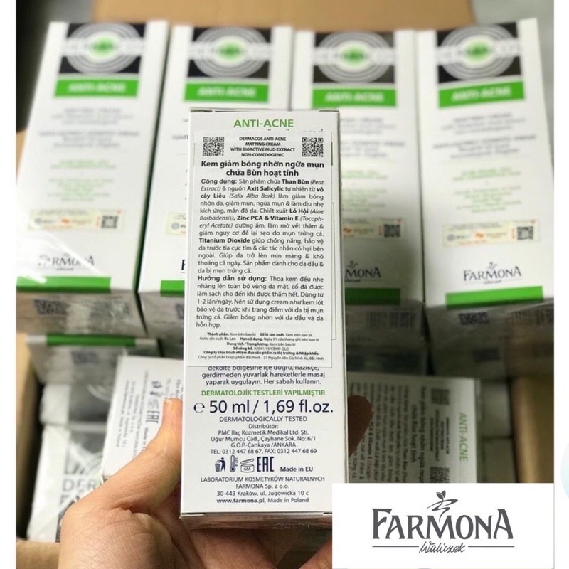 Gel rửa mặt/ kem dưỡng ngừa mụn Dermacos Antiacne Farmona