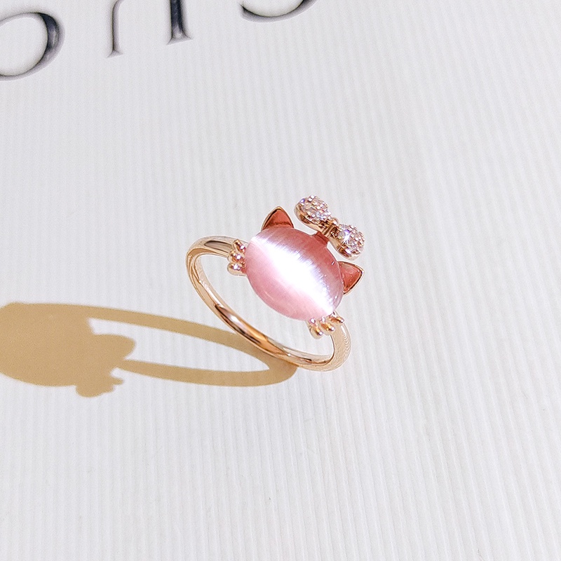 [Jiudolan] Nhẫn Opal Hình Mèo Dễ Thương Có Thể Điều Chỉnh Kích Cỡ Cho Nữ