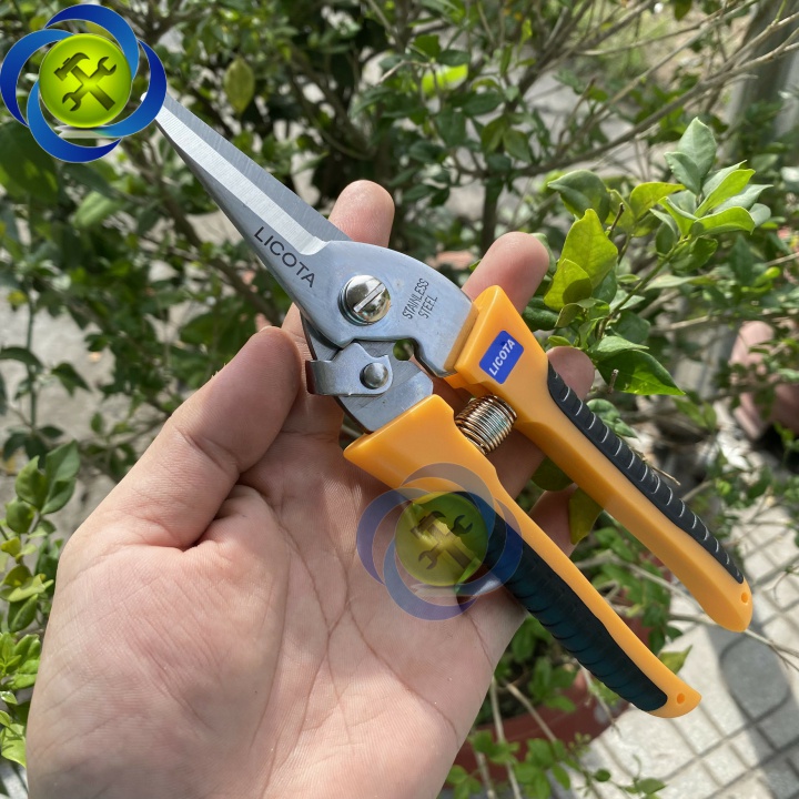 Kéo cắt cành mũi nhọn Licota TGP-00248 loai 8 inch dài 200mm màu vàng - đen