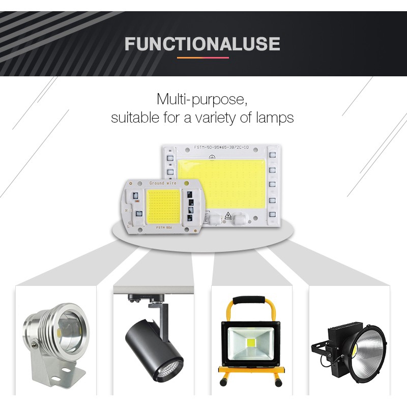 Chip đèn LED điều khiển IC thông minh màu trắng lạnh/ trắng ấm COB 10W 20W 30W 50W 220V tuỳ chọn