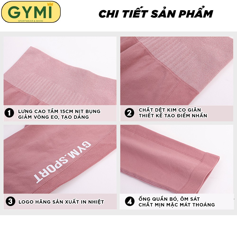 Quần tâp gym yoga nữ GYMI QD23 dáng legging lưng cao nâng mông thiết kế thể thao phối màu