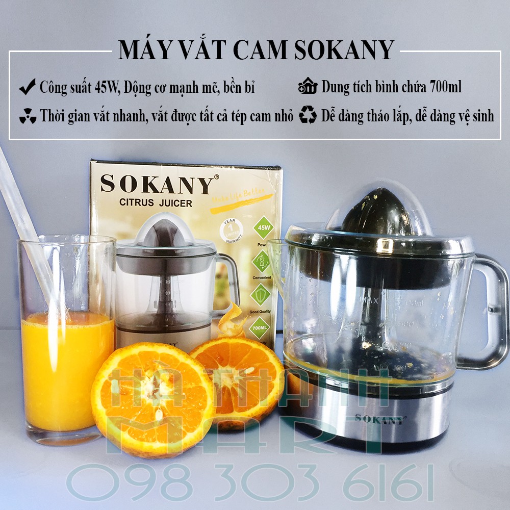 Máy vắt cam, Máy ép cam Sokany [CHÍNH HÃNG, FREE SHIP] Máy vắt nước cam tự động Sokany - Bảo hành 12 tháng