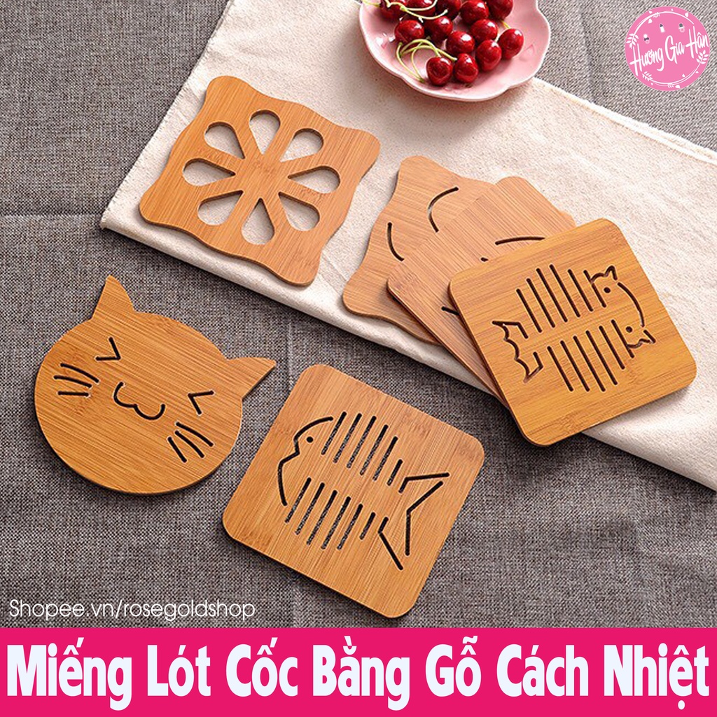 Miếng Lót Cốc Chén Bằng Gỗ Cách Nhiệt, Có Đế Cao Su Giúp Tránh Gây Trầy Xước Cho Bề Mặt Kê Phía Dưới Tấm Lót