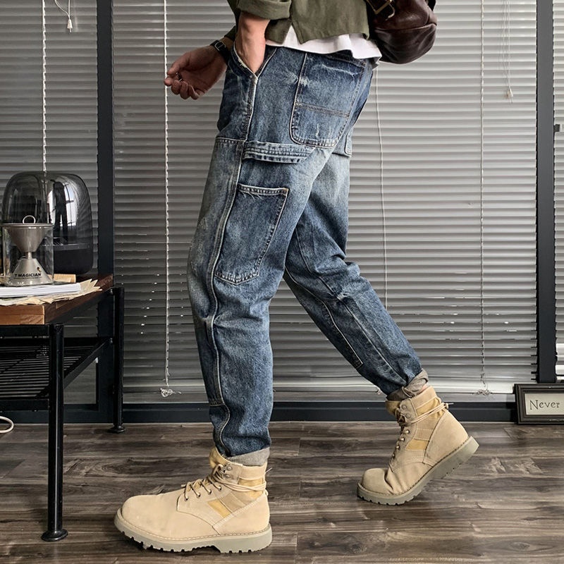 Quần jeans ống đứng phối túi hộp thời trang cho nam