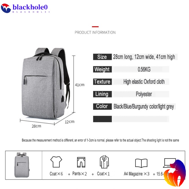 Balo Đựng Laptop 15.6 Inch Chống Thấm Nước Có Cổng Sạc Usb Tiện Dụng