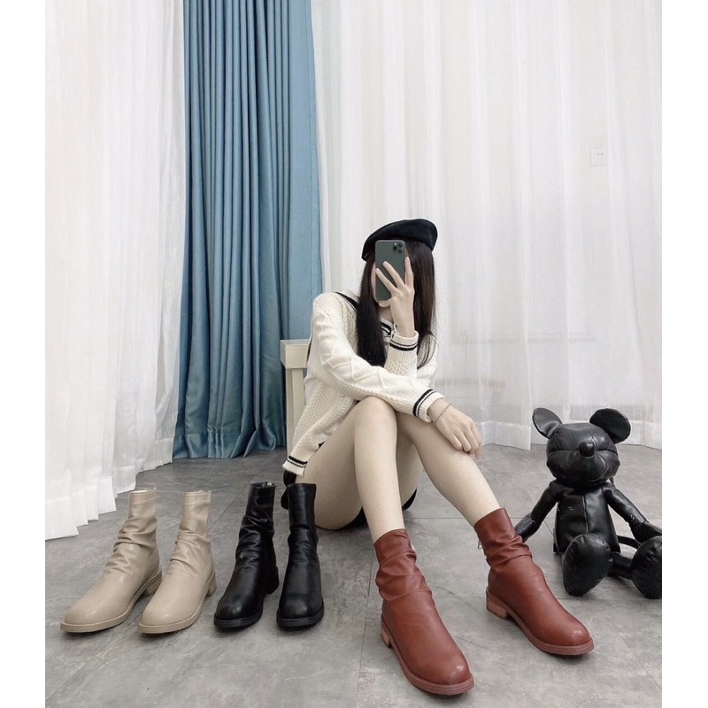 Boot da nhăn cổ Guidi lót lông