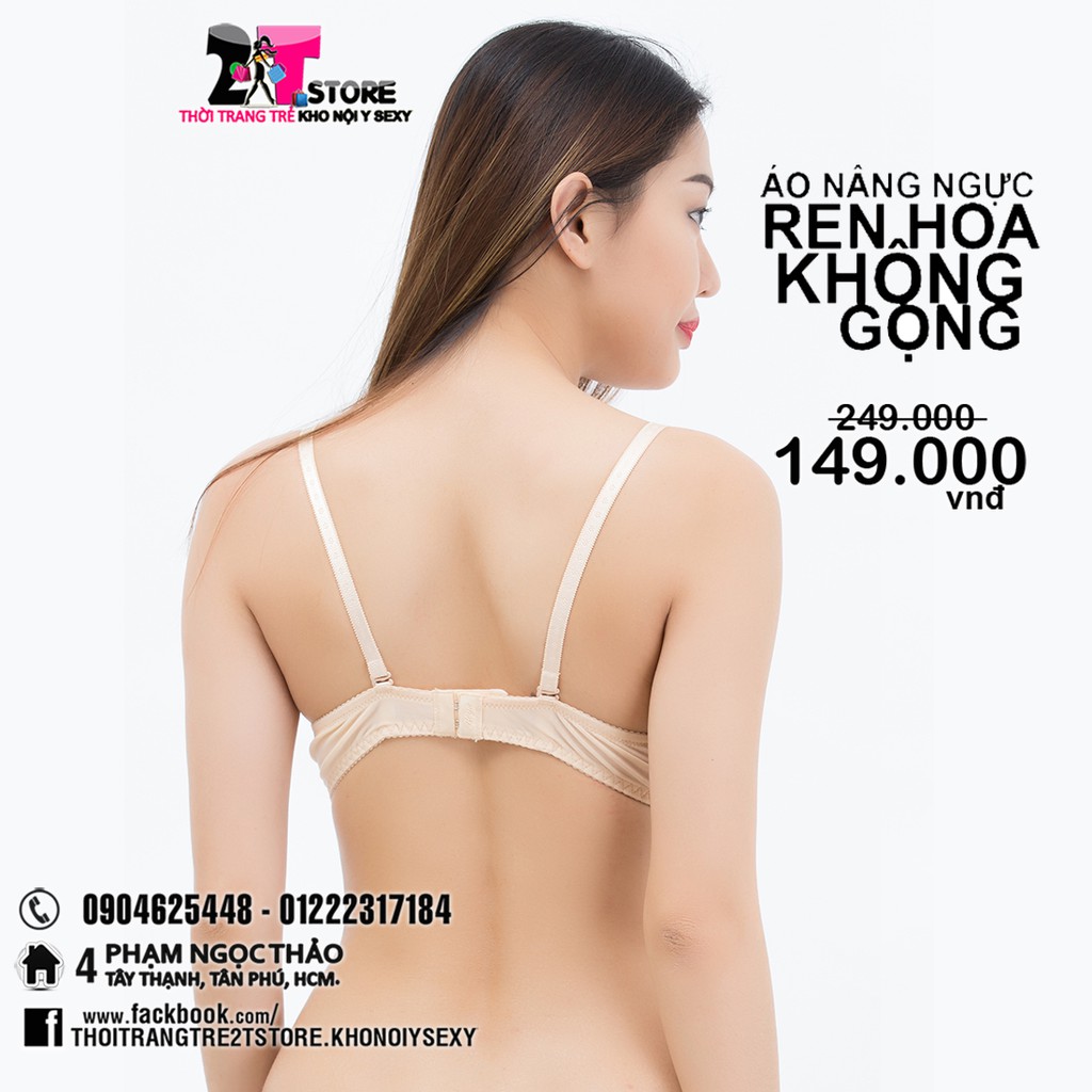 Áo Nâng Ngực Cotton Không Gọng Phối Ren (Kem)