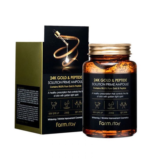 Dung dịch tinh chất ampoule FARM STAY từ vàng 24K & peptide giúp dưỡng da chống lão hóa