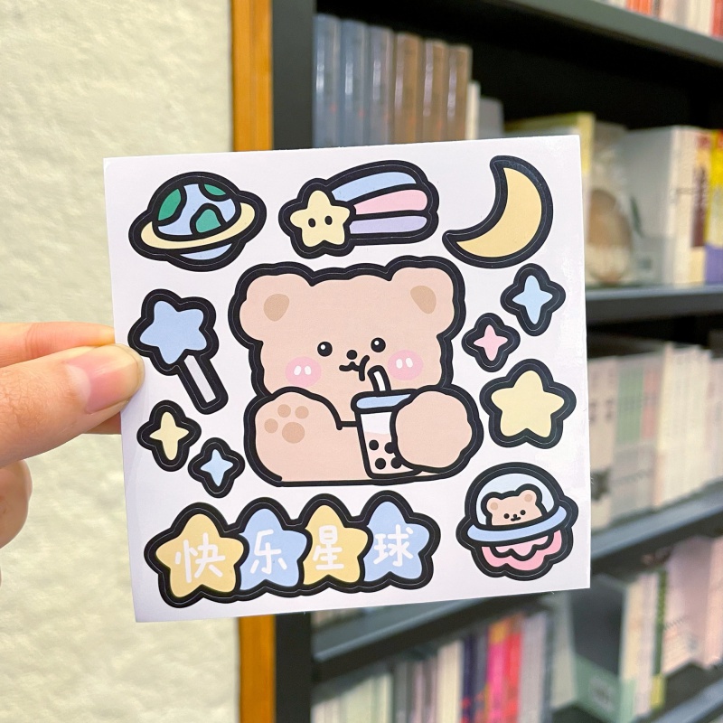 Miếng Dán PVC Hình Gấu Và Thỏ Chống Thấm Nước Dùng Trang Trí Ấm Nước