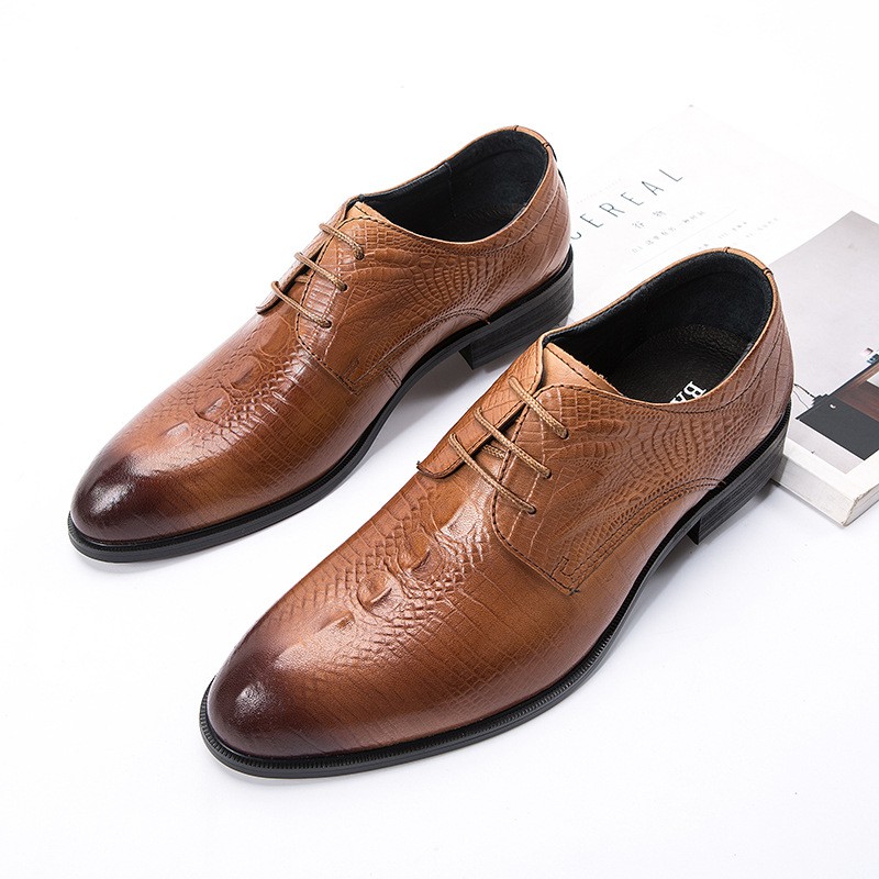Giầy cưới, giầy công sở da bò cao cấp êm mềm, thoải mái thoáng khí BAYEKS G6628-N