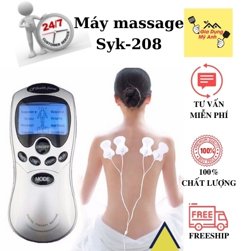 Máy massage mini Syk-208 châm cứu, xoa bóp, máy đấm, cạo gió, giác hơi giải tỏa căng thẳng 4 miếng dán Đa Năng