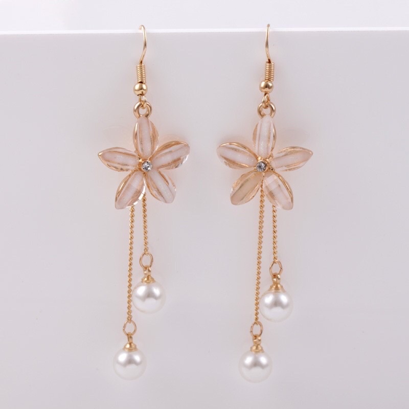 Khuyên Tai Hoa Pha Lê Dáng Dài Phong Cách Thời Trang Nữ