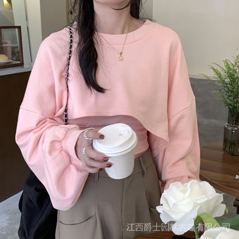 Set áo Sweater tay dài dáng ngắn và áo hai dây thiết kế mới thời trang dành cho mùa thu