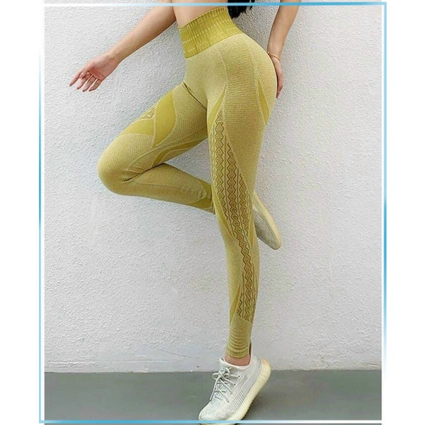 Quần Legging Dài Tập Thể Thao 143 Vàng – Thun Dệt Quảng Châu Cao Cấp - Quần Thể Thao Nữ Mẫu Mới