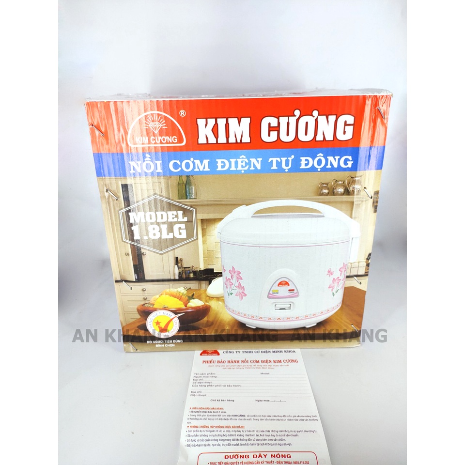 Nồi Cơm Điện Kim Cương Nắp Gài 1.8 Lít 1.8L - Hàng Chính Hãng