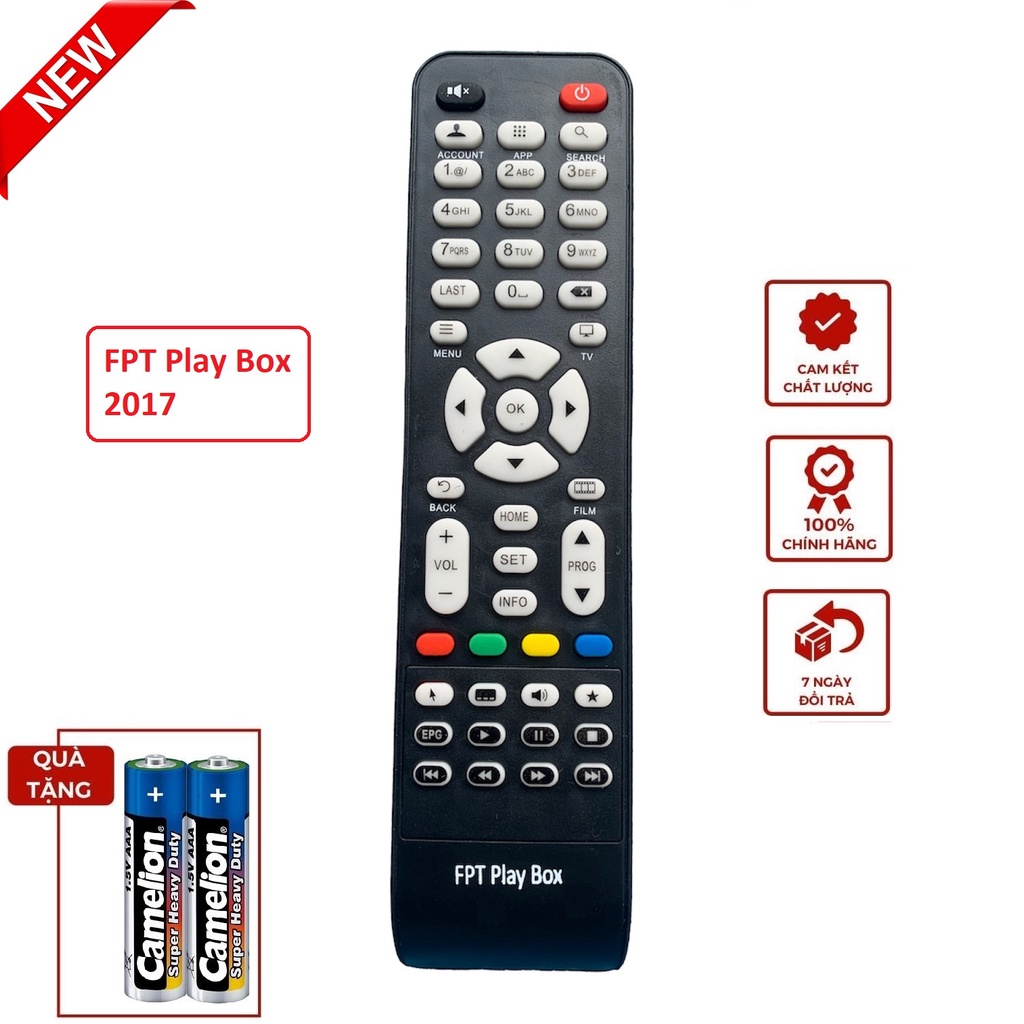 Điều khiển từ xa đầu thu FPT Play Box 2017 hàng chính hãng đầu kĩ thuật số internet [ tặng kèm pin ]